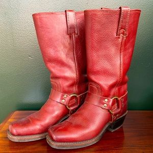 Frye Burnt Red Square Toe Engineer Moto Boot